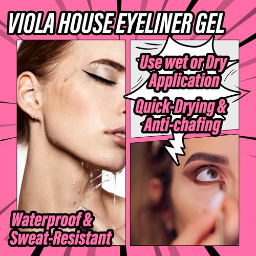 VIOLA HOUSE Dual Color Eyeliner Gel - Waterproof, Smudge - Proof, Wet & Dry Use, Multi - Use as Brow Gel, with Eyeliner Brush for All Makeup Need, 8g (Black Brown)