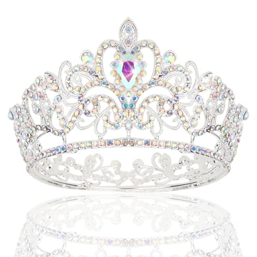 Silver AB Rhinestone Crown Cake Topper for Girls