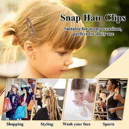 10 Pcs Double Grip Hair Clips, Sightor Metal Snap Hair Clips Hair Barrettes for Women Hair Making Salon Supplies Hair Accessories (Black, Brown, Beige, Khaki, Gold)