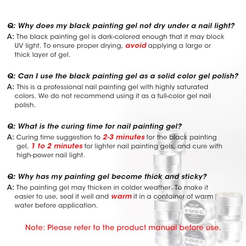 GELLEN Black & White Nail Painting Gel Set - 2Pcs 8g No Wipe Art Gel for Nails