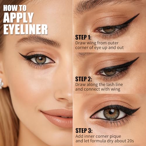 QIC Waterproof Liquid Eyeliner Pen - Black