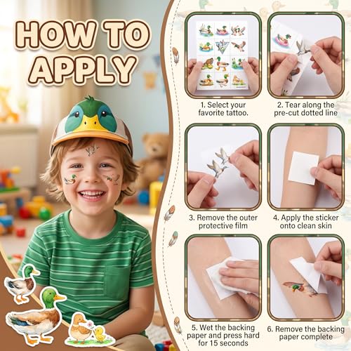 96pc Mallard Duck Temporary Tattoos for Kids