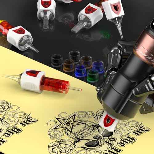 50PCS Finger Ledge Tattoo Cartridge Needles Assorted Mixed Size #10 Bugpin Round Liner Shader Magnum - 3RL 5RL 7RL 9RL 5RS 9RS 7RM 9RM 11RM 7M1 with Membrane Pro Disposable Tattoo Needles