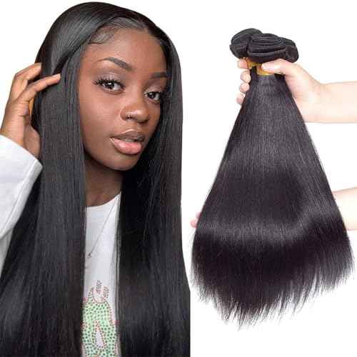 12A Brazilian Straight Human Hair Bundles 10" 12" 14" 300g 100% Unprocessed Brazilian Virgin Hair Straight Weave 3 Bundles Deals Human Hair Natural Color