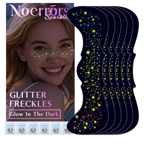 Glow UV Freckle Tattoos - 6pc Rainbow Star Temporary Patches
