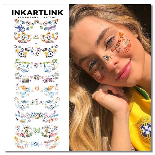 Soccer Face Temporary Tattoos, 10 Sheets Waterproof Sports Decals