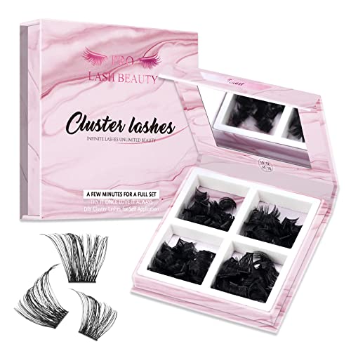 Lash Clusters 180 Pcs Cluster Lashes DIY Individual Lashes Fluffy Cluster Eyelash Extension Eyelash and Mirror 2 in 1 Easy to Apply at home Lashes (Tender,D-10-16mix)