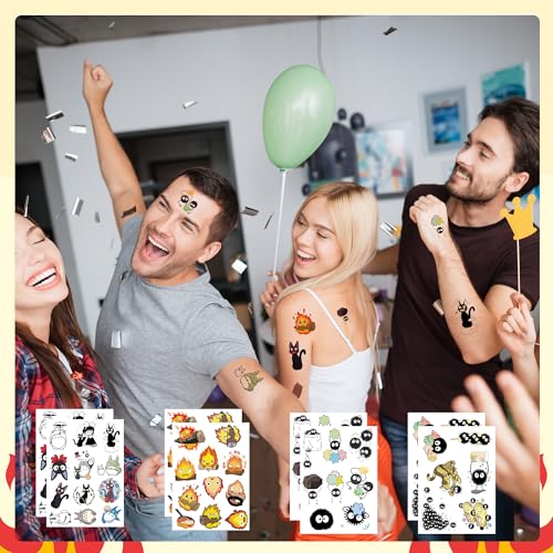 Pounchi Soot Sprite Temporary Tattoos - 8 Sheets Waterproof