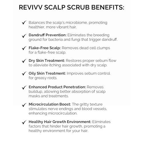 REVIVV Exfoliating Scalp Scrub Shampoo, Himalayan Salt Scrub to Cleanse Scalp, Exfoliator with Rosemary & Tea Tree Oil to Remove Buildup, Reduce Flaking and Promote Healthier, Fuller Hair, 6.7oz
