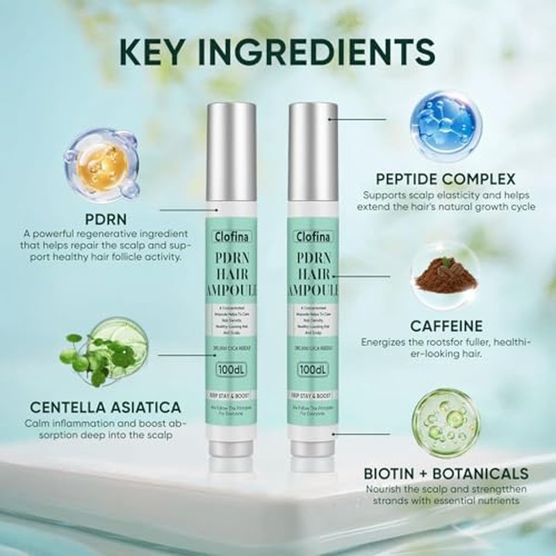 PDRN Hair Growth Ampoule - Nourishing Serum with Ginseng & Soybean