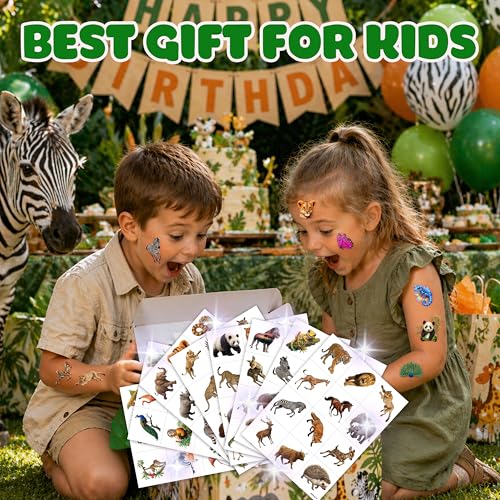 96 PCS Jungle Animal Temporary Tattoos for Kids
