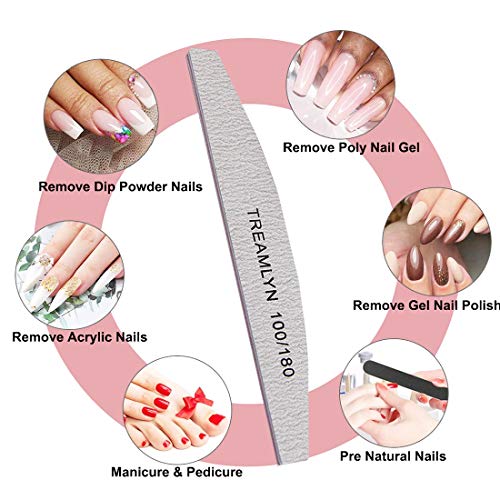 10 Pcs Heavy Duty Nail Files Set - 100/180 Grit Double Sided Emery Boards for Natural & Acrylic Nails - Pack of 1 - Home & Salon Use