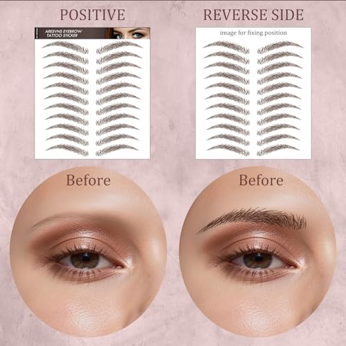 4D Waterproof Eyebrow Tattoo Stickers - 66 Pairs Brown