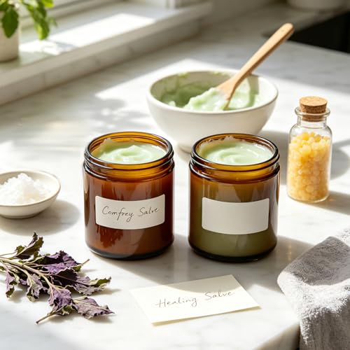 8 oz Amber Glass Jars with Metal Lids - 3 Pack for Candle & Lotion