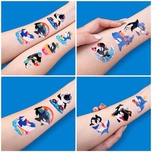 96 PCS Orca Temporary Tattoos for Kids | Pre-Cut Sea Animal Party Favors
