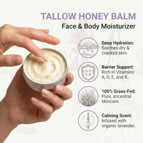 Grass-Fed Beef Tallow & Honey Balm with Lavender - 2 Pcs