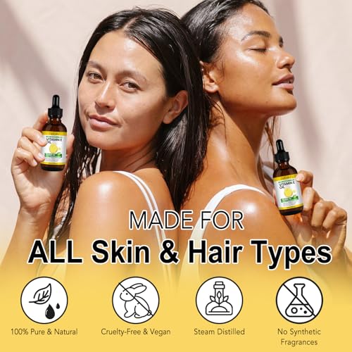 Tiuedu Natural Vitamin E Oil for Skin, 75,000 IU Ultra Concentrated Vitamin E Oil for Face, Hair and Scars, Moisturizing Dry Skin Oils, Promotes Skin Elasticity, 2Fl Oz