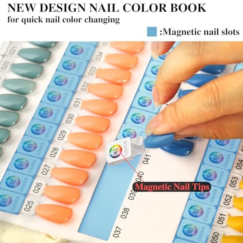 120 Magnetic Nail Color Book,Leather Magnetic Color Display Book with 120 Magnetic Tips & 1-120 Number Labels,Perfect for Nail Polish Nails Art Design(Grey)