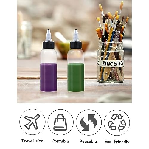 50 Pcs 2oz Plastic Squeeze Bottles with Twist Top Cap, 60ml Clear Dispensing Bottles, Empty Squirt Bottle for Liquids, Sauces, Arts, Crafts, Travel