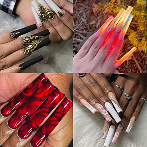 UNA GELLA XXL Long Square Nail Tips - 120 Pcs Clear Half Cover Fake Nails