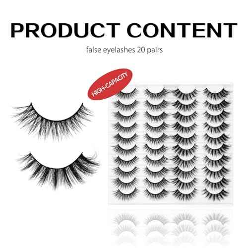 Eyelashes Lashes False Eyelashes Pesta?as Lashes Wispy False Lashes Pesta?as Postizas Naturales Strip Lashes Eyelash Natural Eyelashes Eyelash Extension 20 Pairs Cat Eye Lashes (Black)