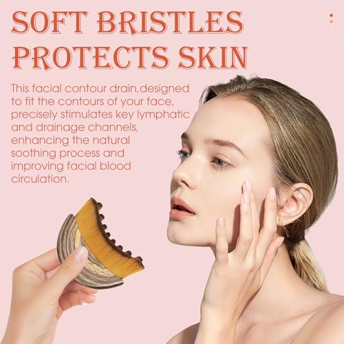 2PCS Lymphatic Contour Face Brush,3-in-1 Lymphatic Drainage Massager&Sculpting Tool,Ultra-Soft Facial Brush for Puffiness Relief & Glowing Skin,Portable Lymphatic Drainage Tool
