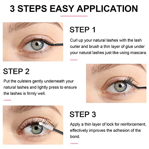 KISSXIAOYA Cluster Lashes Extensions, 144Pcs Individual Cluster Lashes D Curl 14mm, Wide Stem Cluster Eyelashes Soft Natural False Eyelashes Cluster DIY Eyelash Extension At Home (144pcs, 13mm)