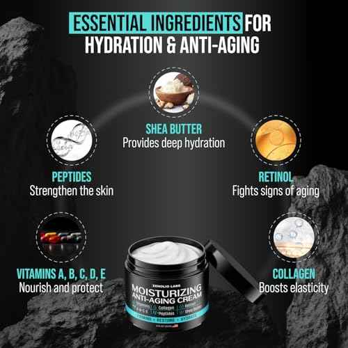 Mens Face Moisturizer Cream - Anti Aging & Wrinkle Face Cream - Mens Facial Moisturizer - Retinol, Collagen, Peptides, Shea Butter, Vitamins E & A - Facial Skin Care Eye Lotion - Day & Night ? 4 oz
