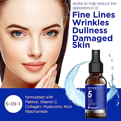 5 in 1 Super Charged Anti-Aging Face Mist w/Retinol, Vitamin C, Collagen, Hyaluronic Acid & Niacinamide | Hydrates, Refreshes & Brightens for a More Glowing Complexion | 2 fl oz, 60 ml