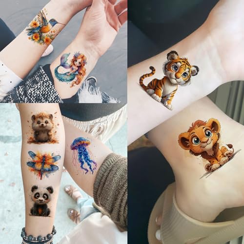 132 PCS 3D Cartoon Animal Temporary Tattoos for Kids - COKTAK
