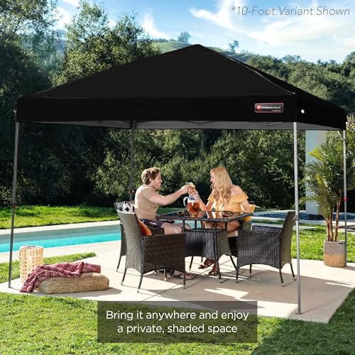 Best Choice Products 10x10ft 1-Person Setup Pop Up Canopy Tent Instant Portable Shelter w/ 1-Button Push, Case, 4 Weight Bags - Tan