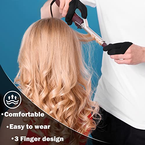 Heat Resistant Gloves for Hair Styling - 3 Finger Design (2 Pack)