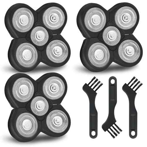 3 Pack Blades Refills Compatible with Freebird Shaver, 5 Blades Shaver Replacement Heads for Bald Men Freedom Grooming, with 3 Cleaning Brush