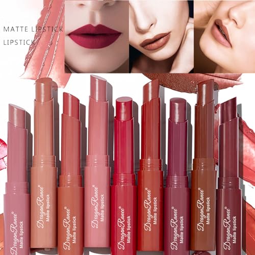 3 Colors Red Tube Lipstick, Cigarette Lipstick Set, Labiales Mate Velvet Lipstick Moisturizer & Smooth, Long Lasting 24 Hours Waterproof (Set B)