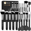 Black Makeup Brush Set 25 Pcs with Sponges & Puff - Professional Makeup Kit