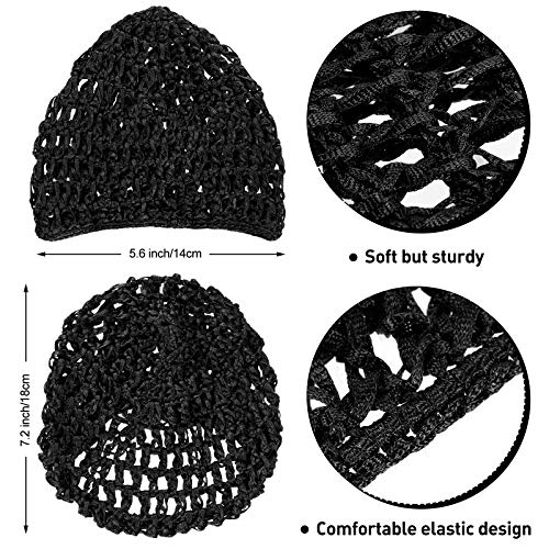 Mesh Crochet Hair Net Snood Cap, 2-Pack Black
