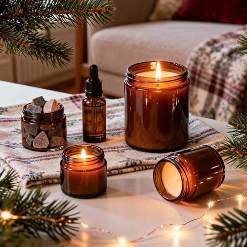 Amber Glass Jars - 3 Pack, 1oz/2oz/4oz Airtight Containers for Cosmetics