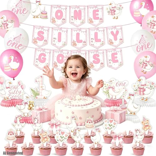 One Silly Goose 1st Birthday Decoration Set - 49 Pieces