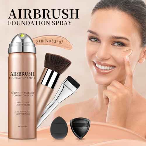 Airbrush Foundation Makeup Silky Mist Spray Foundation Full Coverage Airbrush Flawless Setting Spray Makeup-01 Natural