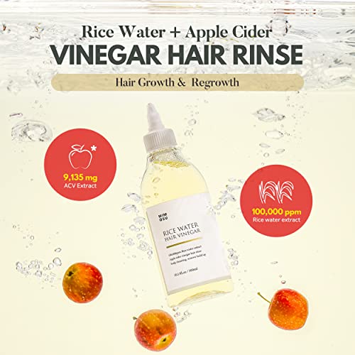 mimosu Apple Cider Vinegar Hair Rinse with Rice Water 10fl.oz, Rice Water for Hair Growth Cleansing Conditioner,Gentle Scalp Cleanser for Build Up, Glycolic Acid Dandruff Treatment