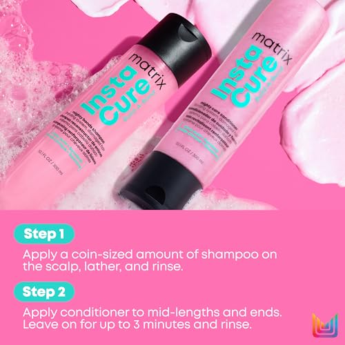 Matrix Instacure Build-A-Bond Mighty Bonds Shampoo and Conditioner Set - Bond Repair For Very Damaged Hair, Strengthens, Adds Shine & Softens with Citric Acid & Squalane, Vegan, Sulfate & Paraben-Free