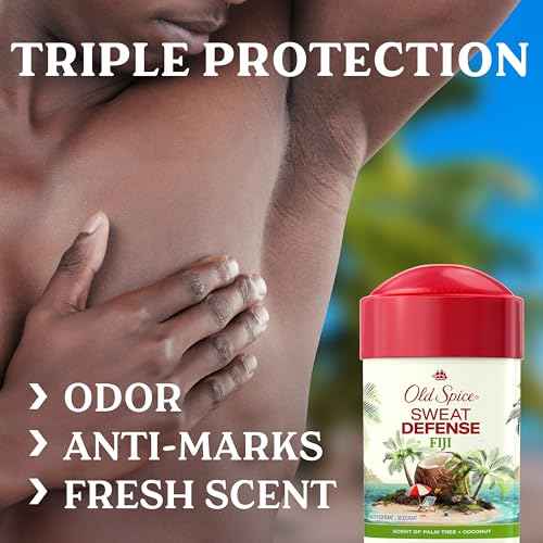 Old Spice Sweat Defense Antiperspirant & Deodorant for Men, 24/7 Ultimate Sweat Protection, Long Lasting Scent, Soft Solid, Fiji with Palm Tree + Coconut Scent, 2.6 oz