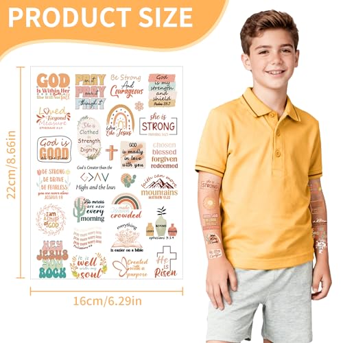 Christian Temporary Tattoos - 150+ Bible Verse Designs (6 Sheets)