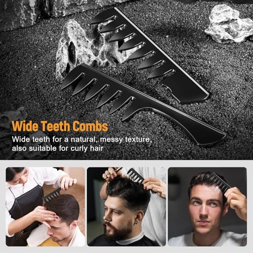 Stylemate Men's Hair Styling Combs & Brush Set for Quiff & Pompadour
