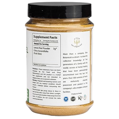 Lime Peel Powder (Citrus Auratifolio) Natural Skin Care for Skin Vitality | Ayurvedic Herb for rehydrates Skin | Can Also Help for Teeth whitening by Bixa Botanical (200g)