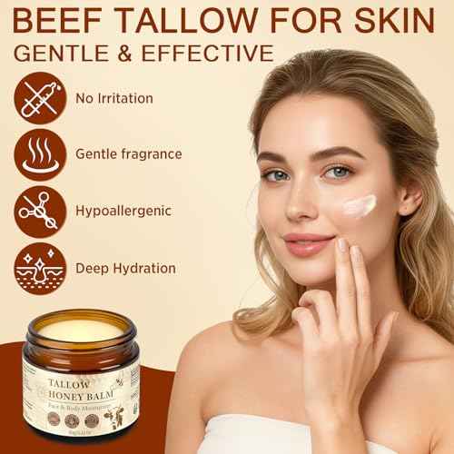 Tallow and Honey Balm for Face, Beef Tallow for Skin, Grass-Fed Beef Tallow & Raw Wild Honey, Body & Face Moisturizer