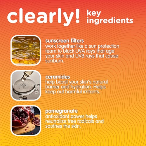 L-UV clearly! SPF 30 Jelly Face Sunscreen, Invisible & Lightweight, Broad-Spectrum UVA/UVB Protection, Sensitive Skin Safe, Fragrance-Free, Hydrating with Ceramides & Pomegranate Seed Oil, 2.5 Fl Oz