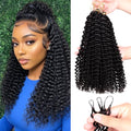 PERISMODA 14 Inch Curly Feather Crochet Human Hair Deep Wave Extensions for Black Women
