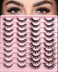 Wispy Cat Eye False Eyelashes - 20 Pairs Bulk Pack