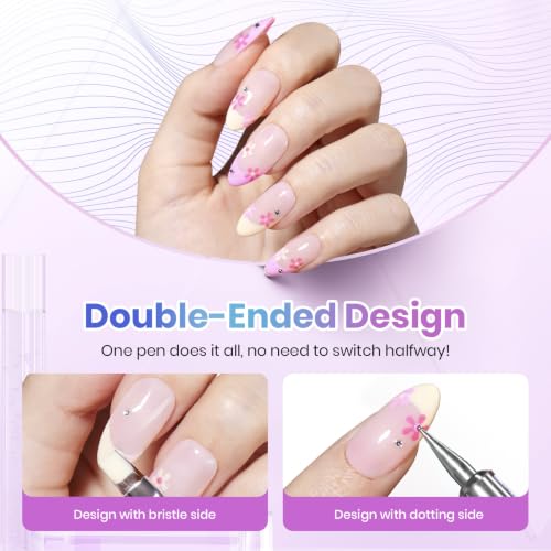 Beetles Nail Art Brush Set 8pcs – Double-Headed Design with Dotting & Striping Tools